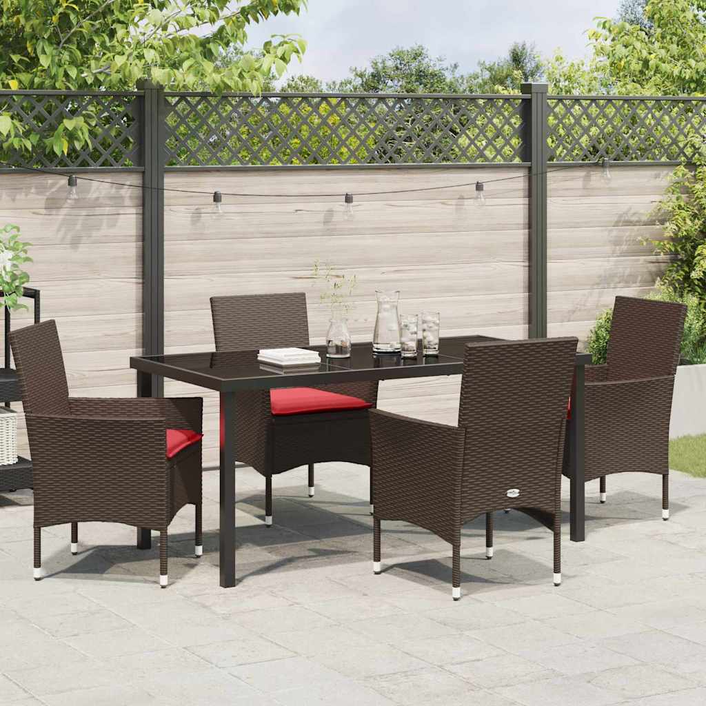 Set di tavolo e sedie con cuscino 5 pcs Marrone Rattan in PE | homemem39