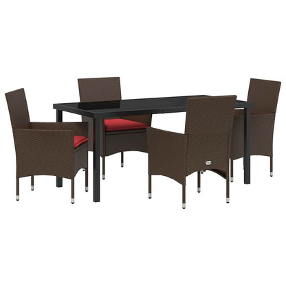 Set di tavolo e sedie con cuscino 5 pcs Marrone Rattan in PE | homemem39
