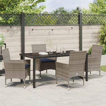 Set di tavolo e sedie con cuscino 5 pcs Grigio Rattan in PE | homemem39