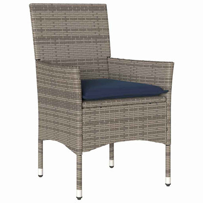 Set di tavolo e sedie con cuscino 5 pcs Grigio Rattan in PE | homemem39