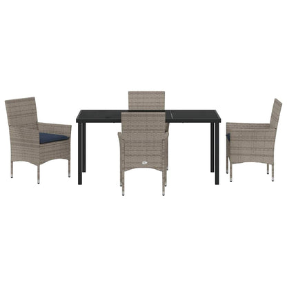 Set di tavolo e sedie con cuscino 5 pcs Grigio Rattan in PE | homemem39