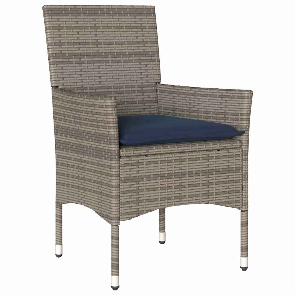 Set di tavolo e sedie con cuscino 7 pcs Grigio Rattan in PE | homemem39
