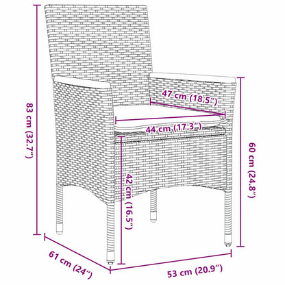Set da Pranzo per Giardino con cuscino 5 pcs Nero Poly Rattan - homemem39