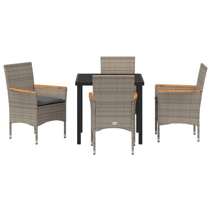 Set da Pranzo per Giardino con cuscino 5 pcs Grigio Poly Rattan - homemem39