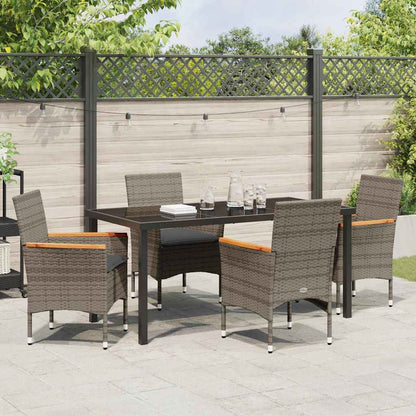 Set da Pranzo per Giardino con cuscino 5 pcs Grigio Poly Rattan - homemem39