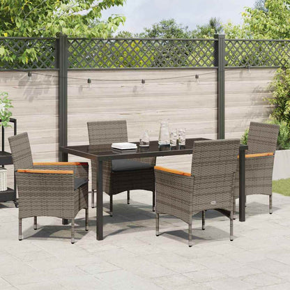 Set da Pranzo per Giardino con cuscino 5 pcs Grigio Poly Rattan - homemem39