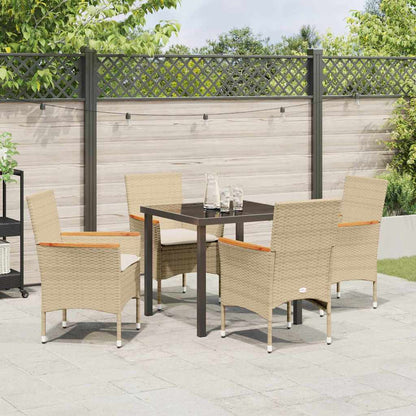 Set da Pranzo per Giardino con cuscino 5 pcs Beige Poly Rattan - homemem39