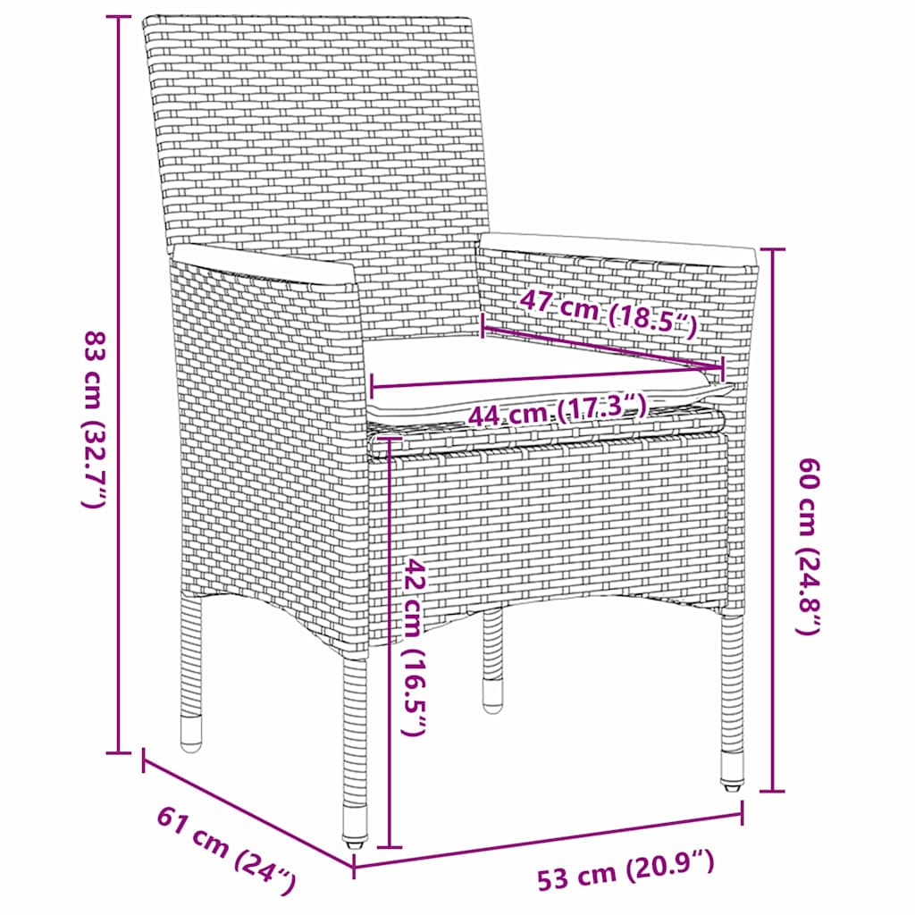Set da Pranzo per Giardino con cuscino 7 pcs Beige Poly Rattan - homemem39