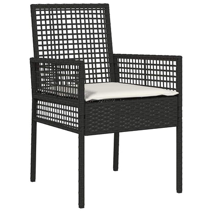Set da Pranzo per Giardino con cuscino 3 pcs Nero Poly Rattan - homemem39