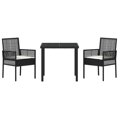 Set da Pranzo per Giardino con cuscino 3 pcs Nero Poly Rattan - homemem39