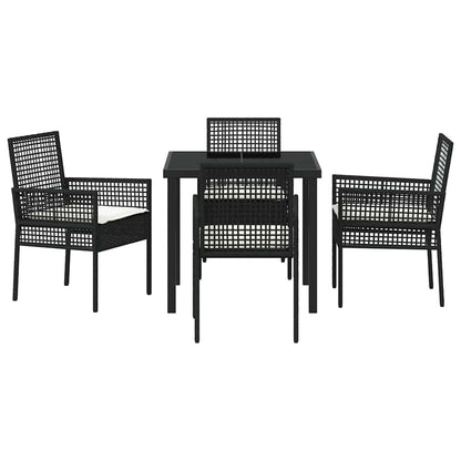 Set da Pranzo per Giardino con cuscino 5 pcs Nero Poly Rattan - homemem39