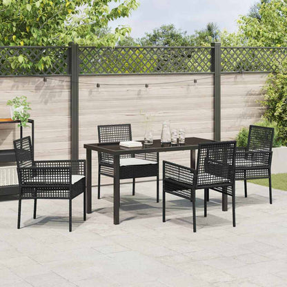 Set da Pranzo per Giardino con cuscino 5 pcs Nero Poly Rattan - homemem39