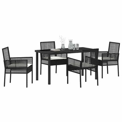 Set da Pranzo per Giardino con cuscino 5 pcs Nero Poly Rattan - homemem39