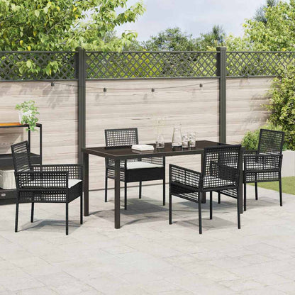 Set da Pranzo per Giardino con cuscino 5 pcs Nero Poly Rattan - homemem39