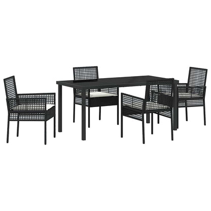 Set da Pranzo per Giardino con cuscino 5 pcs Nero Poly Rattan - homemem39