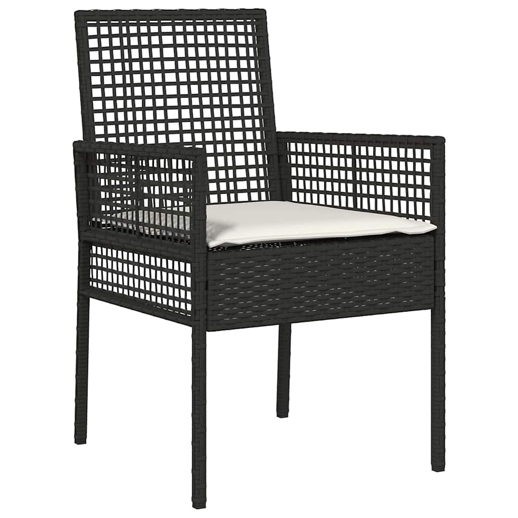 Set da Pranzo per Giardino con cuscino 7 pcs Nero Poly Rattan - homemem39