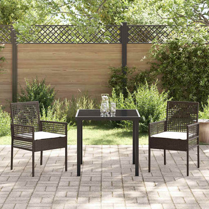 Set da Pranzo per Giardino 3 pcs Marrone Poly Rattan - homemem39
