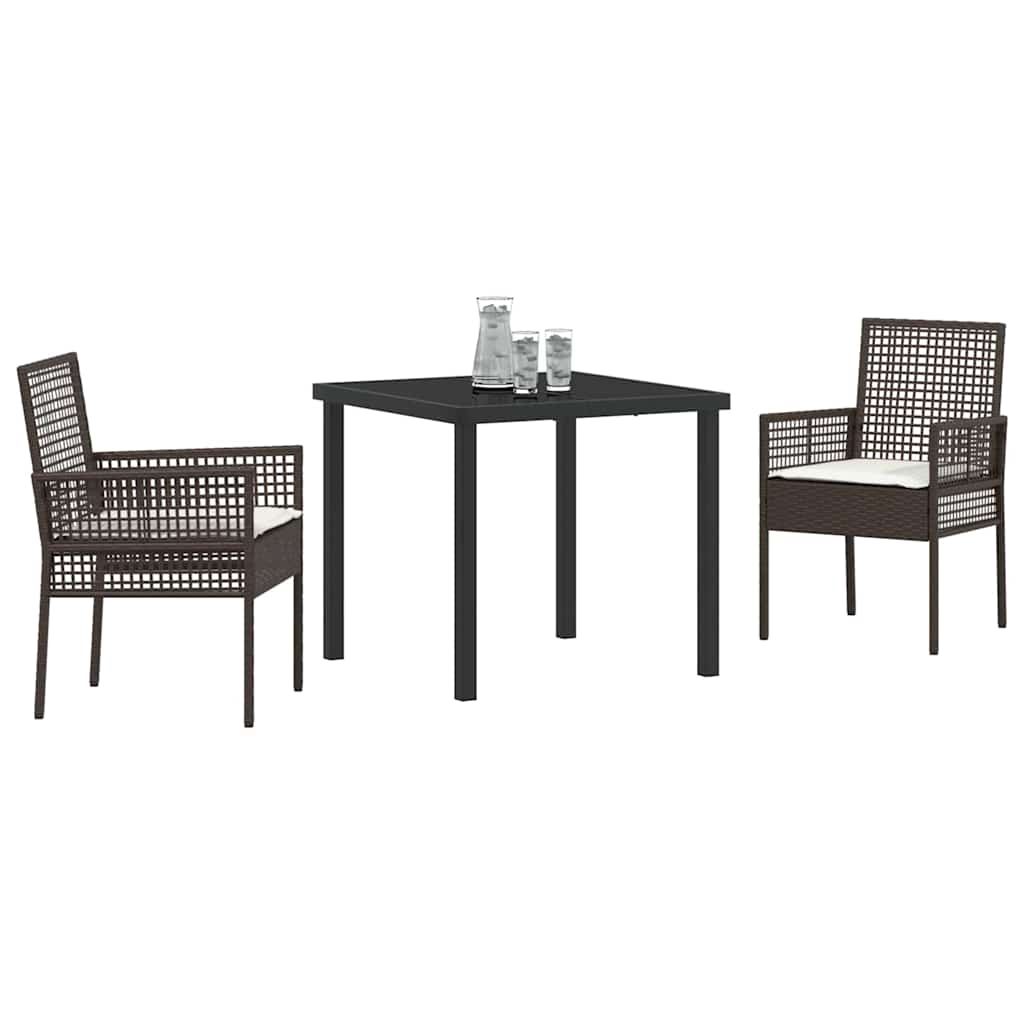 Set da Pranzo per Giardino 3 pcs Marrone Poly Rattan - homemem39