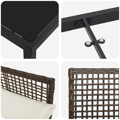 Set da Pranzo per Giardino 5 pcs Marrone Poly Rattan - homemem39