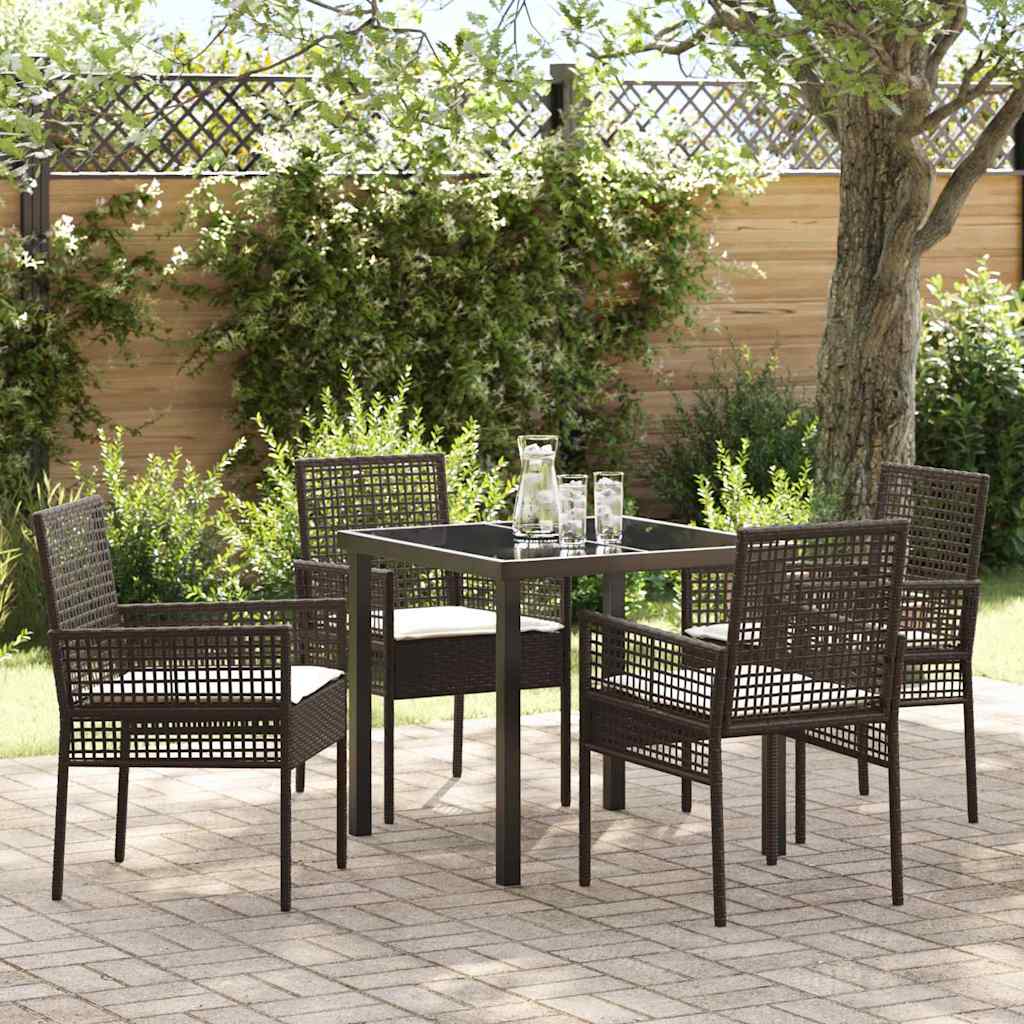 Set da Pranzo per Giardino 5 pcs Marrone Poly Rattan - homemem39