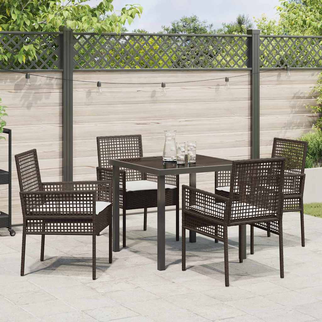 Set da Pranzo per Giardino 5 pcs Marrone Poly Rattan - homemem39