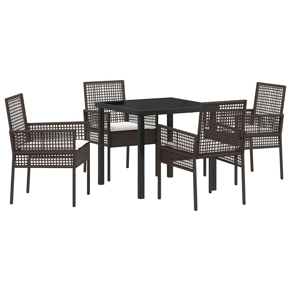 Set da Pranzo per Giardino 5 pcs Marrone Poly Rattan - homemem39