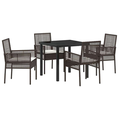 Set da Pranzo per Giardino 5 pcs Marrone Poly Rattan - homemem39