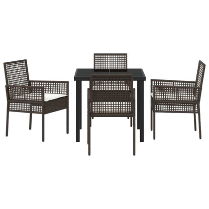Set da Pranzo per Giardino 5 pcs Marrone Poly Rattan - homemem39