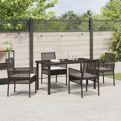 Set da Pranzo per Giardino 5 pcs Marrone Poly Rattan - homemem39