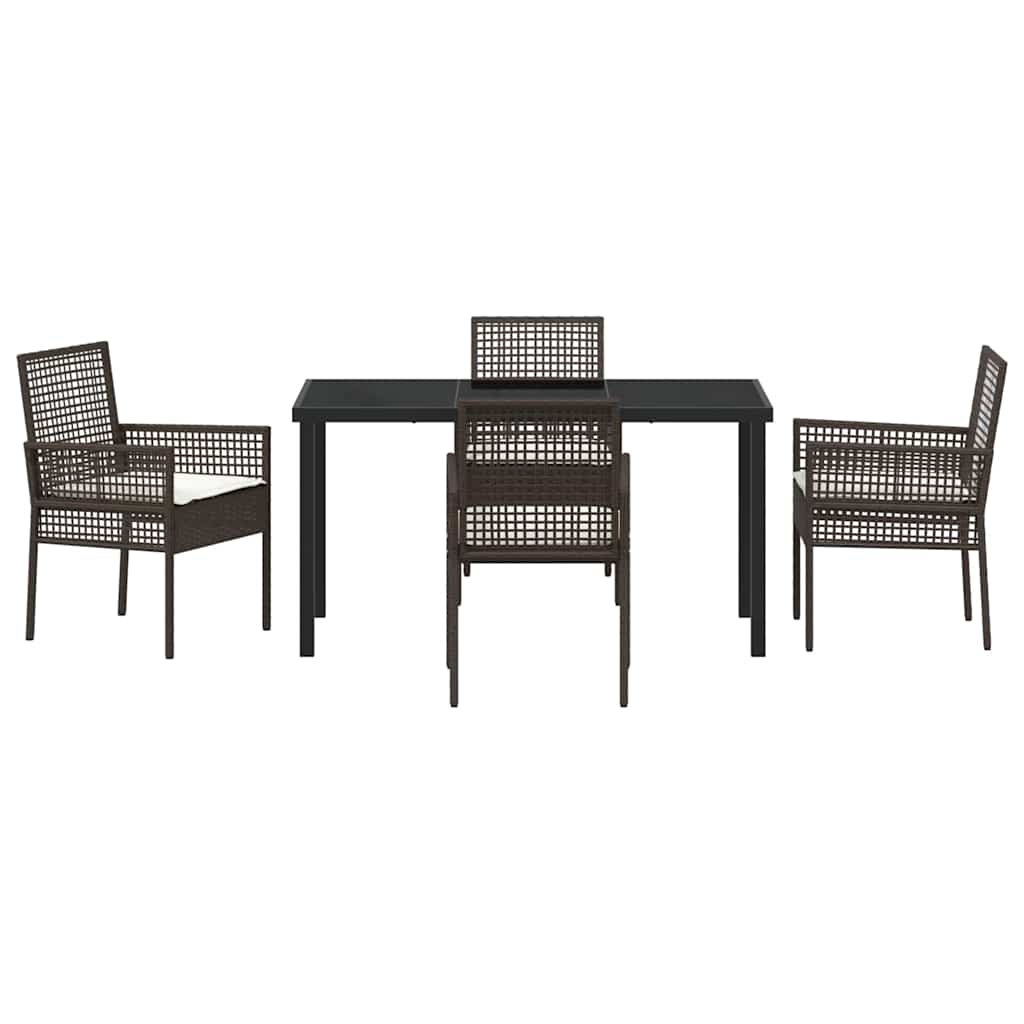 Set da Pranzo per Giardino 5 pcs Marrone Poly Rattan - homemem39