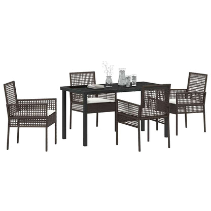 Set da Pranzo per Giardino 5 pcs Marrone Poly Rattan - homemem39