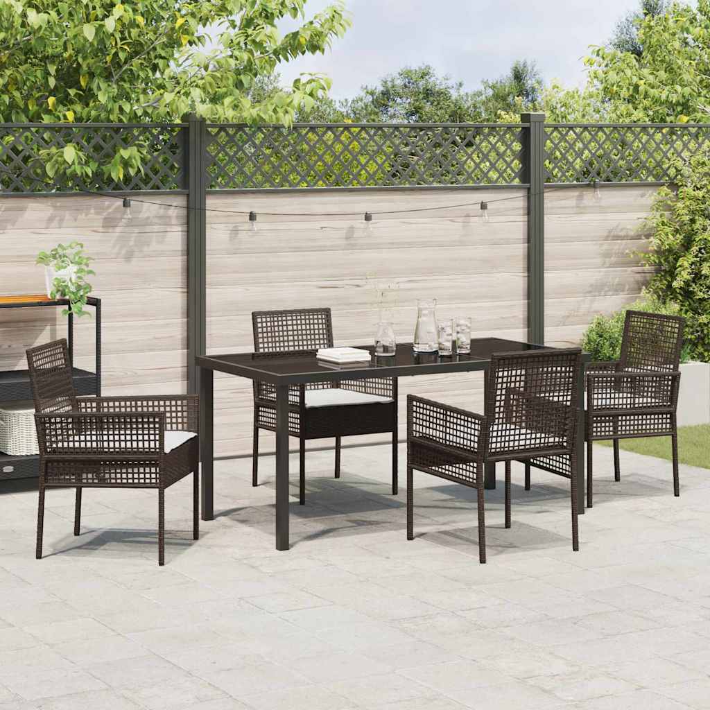 Set da Pranzo per Giardino 5 pcs Marrone Poly Rattan - homemem39
