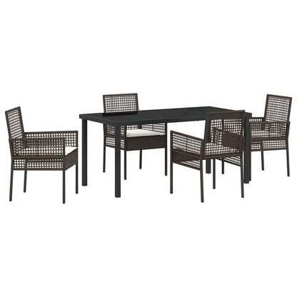 Set da Pranzo per Giardino 5 pcs Marrone Poly Rattan - homemem39