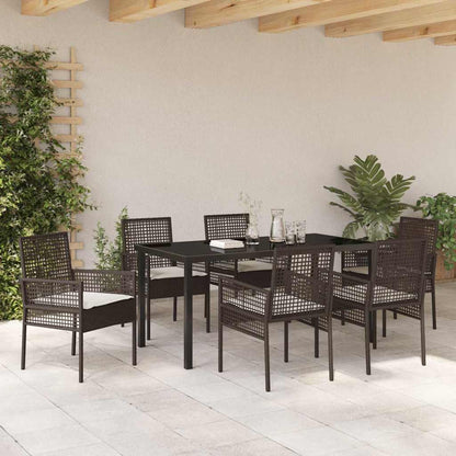 Set da Pranzo per Giardino 7 pcs Marrone Poly Rattan - homemem39