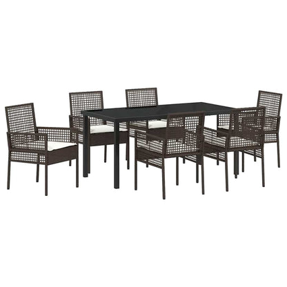 Set da Pranzo per Giardino 7 pcs Marrone Poly Rattan - homemem39