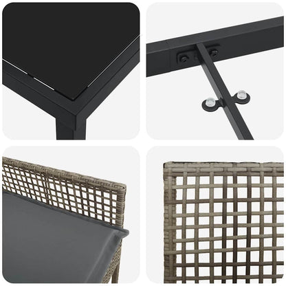 Set da Pranzo per Giardino con cuscino 3 pcs Grigio Poly Rattan - homemem39