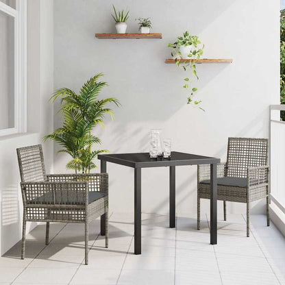 Set da Pranzo per Giardino con cuscino 3 pcs Grigio Poly Rattan - homemem39