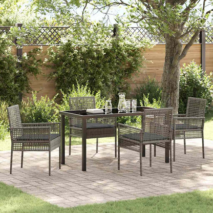 Set da Pranzo per Giardino con cuscino 5 pcs Grigio Poly Rattan - homemem39