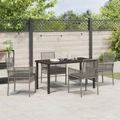 Set da Pranzo per Giardino con cuscino 5 pcs Grigio Poly Rattan - homemem39