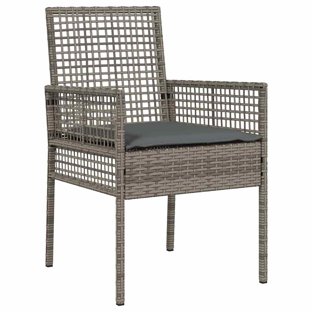 Set da Pranzo per Giardino con cuscino 5 pcs Grigio Poly Rattan - homemem39