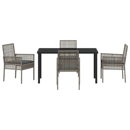 Set da Pranzo per Giardino con cuscino 5 pcs Grigio Poly Rattan - homemem39