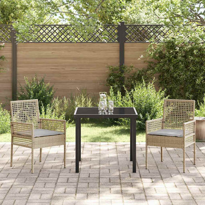 Set da Pranzo per Giardino con cuscino 3 pcs Beige Poly Rattan - homemem39
