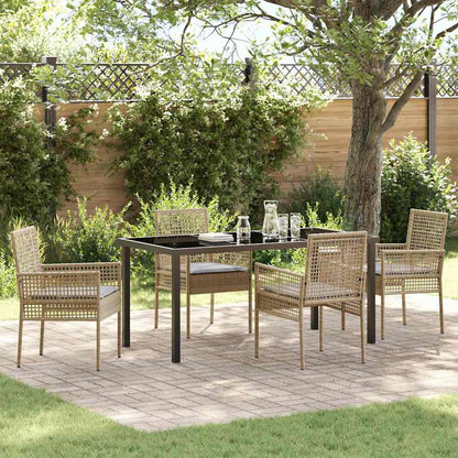 Set da Pranzo per Giardino con cuscino 5 pcs Beige Poly Rattan - homemem39