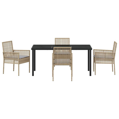 Set da Pranzo per Giardino con cuscino 5 pcs Beige Poly Rattan - homemem39