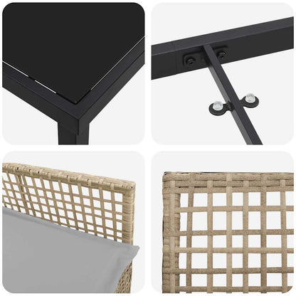 Set da Pranzo per Giardino con cuscino 7 pcs Beige Poly Rattan - homemem39