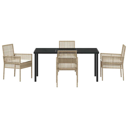 Set da Pranzo per Giardino con cuscino 5 pcs Beige Poly Rattan - homemem39