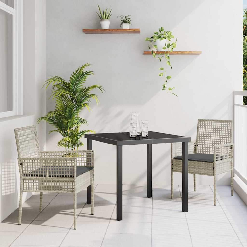 Set da Pranzo per Giardino 3 pcs Grigio chiaro Poly Rattan - homemem39
