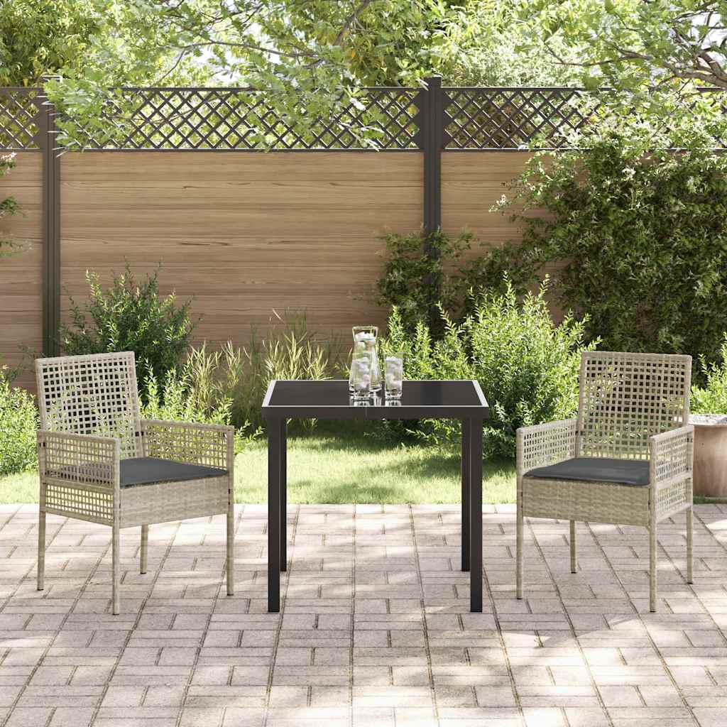 Set da Pranzo per Giardino 3 pcs Grigio chiaro Poly Rattan - homemem39
