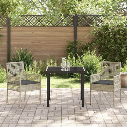 Set da Pranzo per Giardino 3 pcs Grigio chiaro Poly Rattan - homemem39