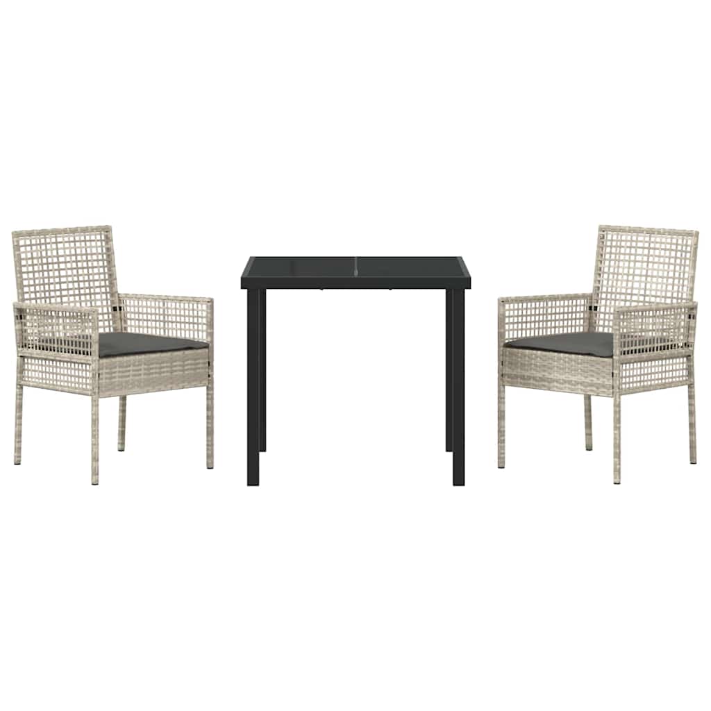 Set da Pranzo per Giardino 3 pcs Grigio chiaro Poly Rattan - homemem39